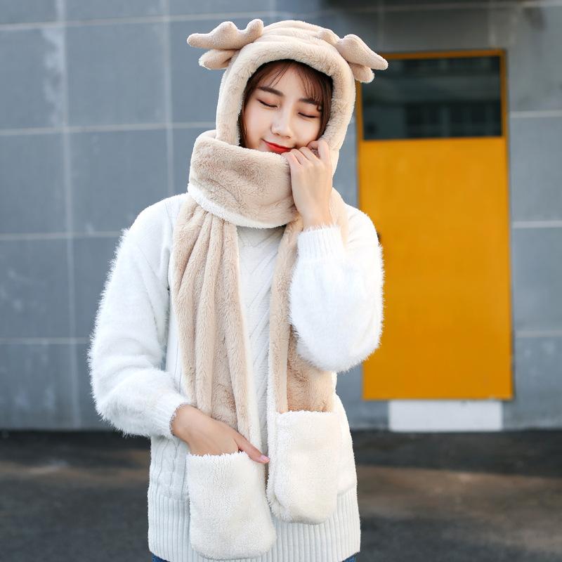 Hats, Scarves & Gloves Sets Korean-style Winter Adult Cute Antlers Double Layer Thick Hat Scarf One-piece 3pcs Set
Hats, Scarves & Gloves Sets Korean-style Winter Adult Cute Antlers Double Layer Thick Hat Scarf One-piece 3pcs Set