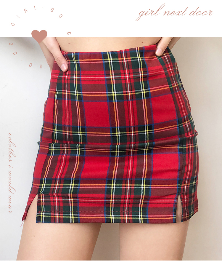 Vintage Sexy mini plaid skirts womens kawaii pencil bodycon skirts women red blue skirt girl summer korean faldas mujer 210306