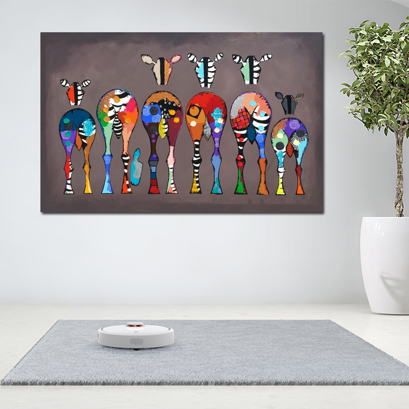 Wall Posters Canvas Painting Six Zebras Pictures For Living Room Abstract Colorful Animal Art Wall Art Prints Unframe