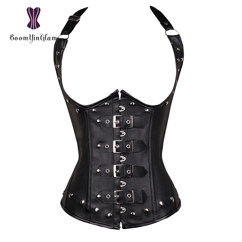 Black Women' Punk Style Spiral Steel Boned Waist Trainer Cincher Shaper Faux Leather Corset Underbust For Party Costumes 828# MX200506
Black Women' Punk Style Spiral Steel Boned Waist Trainer Cincher Shaper Faux Leather Corset Underbust For Party Costumes 828# MX200506