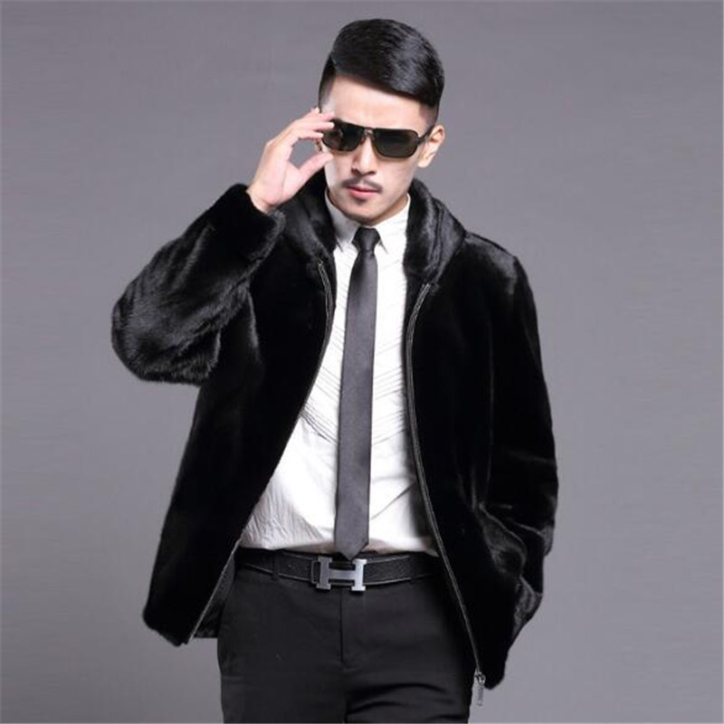 autumn winter new imitation fur jacket short business casual mink hooded thickened coat rbvh, Black 
autumn winter new imitation fur jacket short business casual mink hooded thickened coat rbvh, Black