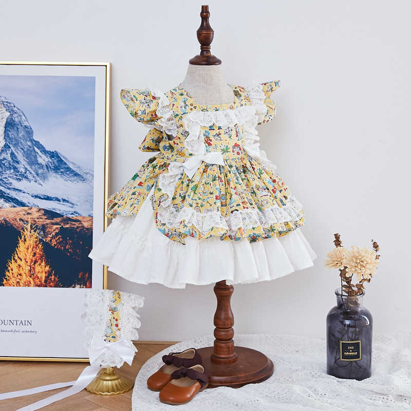 2PCS Baby Girls Spanish Floral Dresses Girl Princess Lolita Dress Infant Birthday Baptism Ball Gowns Children Boutique Frocks 210615, Yellow
2PCS Baby Girls Spanish Floral Dresses Girl Princess Lolita Dress Infant Birthday Baptism Ball Gowns Children Boutique Frocks 210615, Yellow
