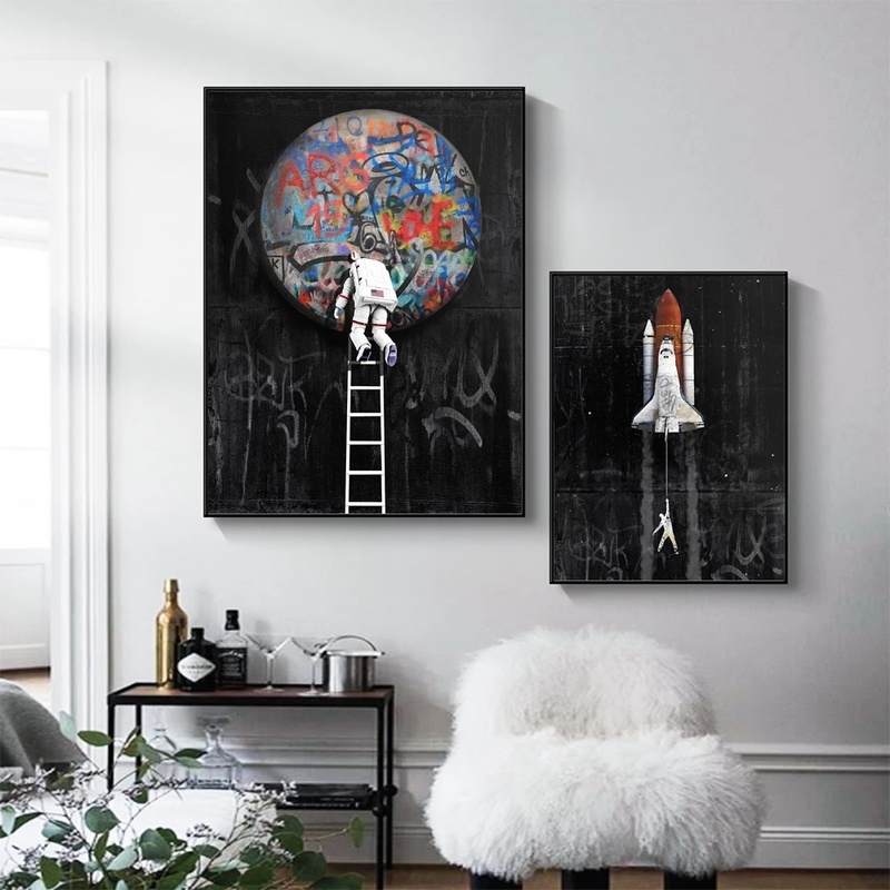 Graffiti Art Astronaut Space Dreaming Spacecraft Canvas Painting Wall Pictures for Living Room Posters and Prints Home Decor