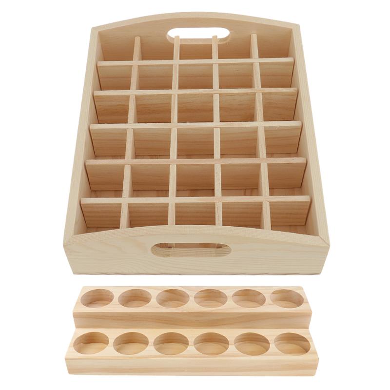 2pcs/set Wood Essential Oil Box Displaying Case Organizer Holder Rack Stand Shelf Perfect for Retail Stores Home Storage