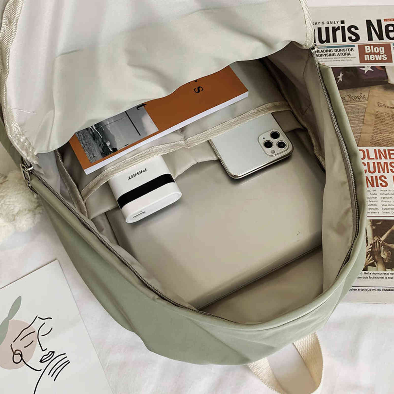 Girl College Student Backpack Cute Flower Nylon Women School Bag Lady Kawaii Backpack Female Fashion Bags Book Trendy Travel New Y1105