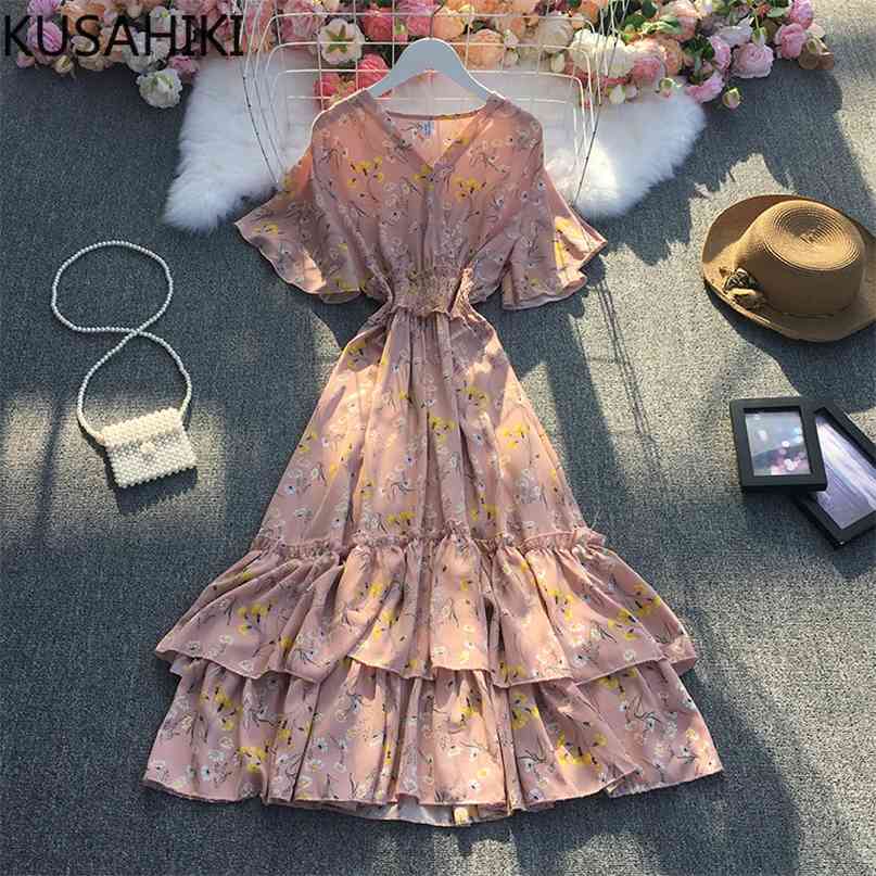 Floral Dresses Women Flare Sleeve V-neck Dress Korean Elegant Slim Waist Ruffle Patchwork A-line Vestido De Mujer 6J737 210603, Light green
Floral Dresses Women Flare Sleeve V-neck Dress Korean Elegant Slim Waist Ruffle Patchwork A-line Vestido De Mujer 6J737 210603, Light green