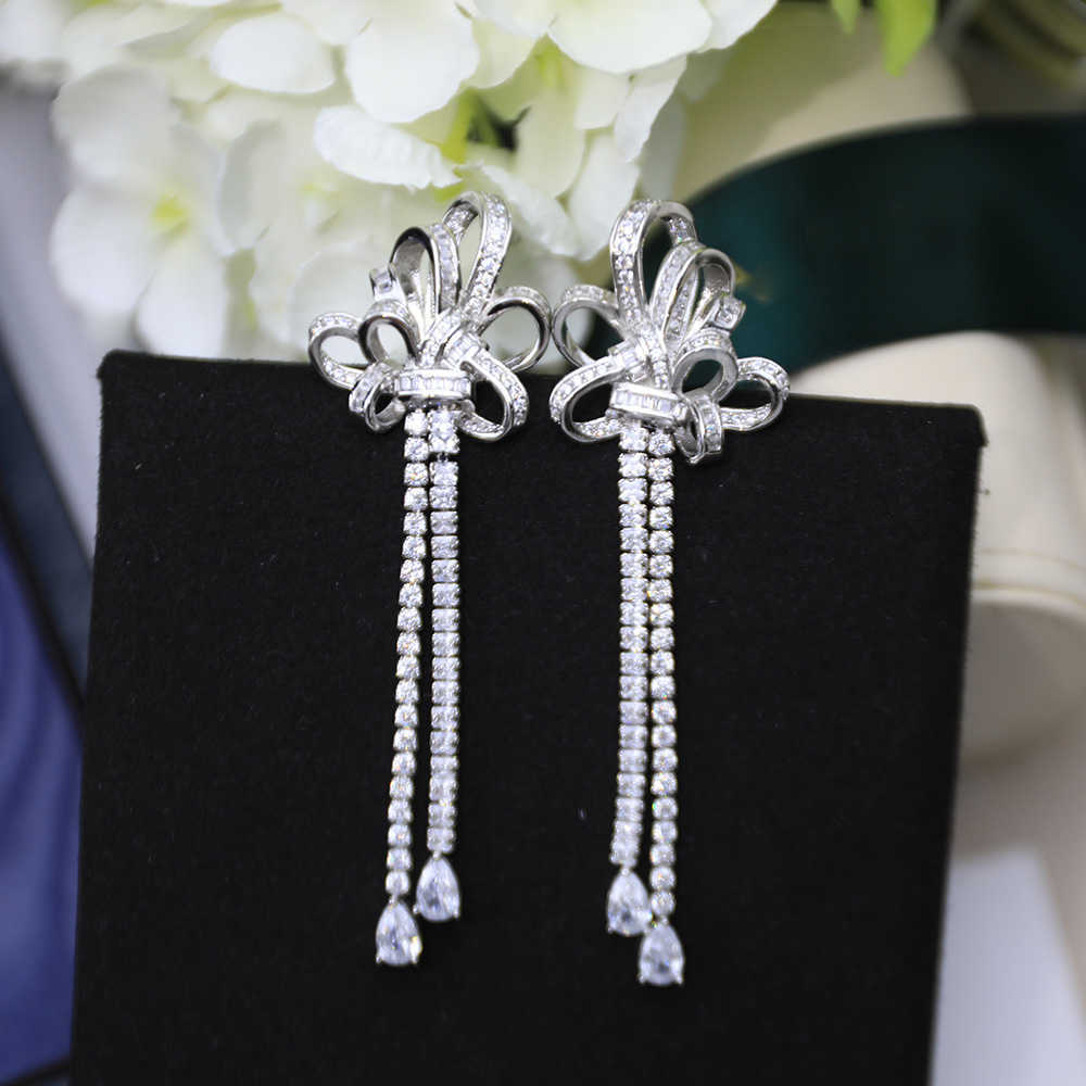 Gorgeous Luxury Brand Jewelry Bow Tassel Earrings Sterling Silver Allergy AAA Zircon Hot Hot Style Lady Eegance 2021 The New
Gorgeous Luxury Brand Jewelry Bow Tassel Earrings Sterling Silver Allergy AAA Zircon Hot Hot Style Lady Eegance 2021 The New