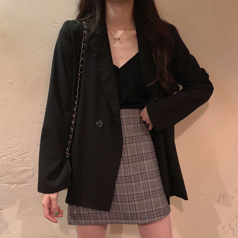 LY VAREY LIN Autumn Women Casual Solid Suit Jackets Notched Collar Long Sleeve Loose Outerwear Ladies Button Blazers 210526