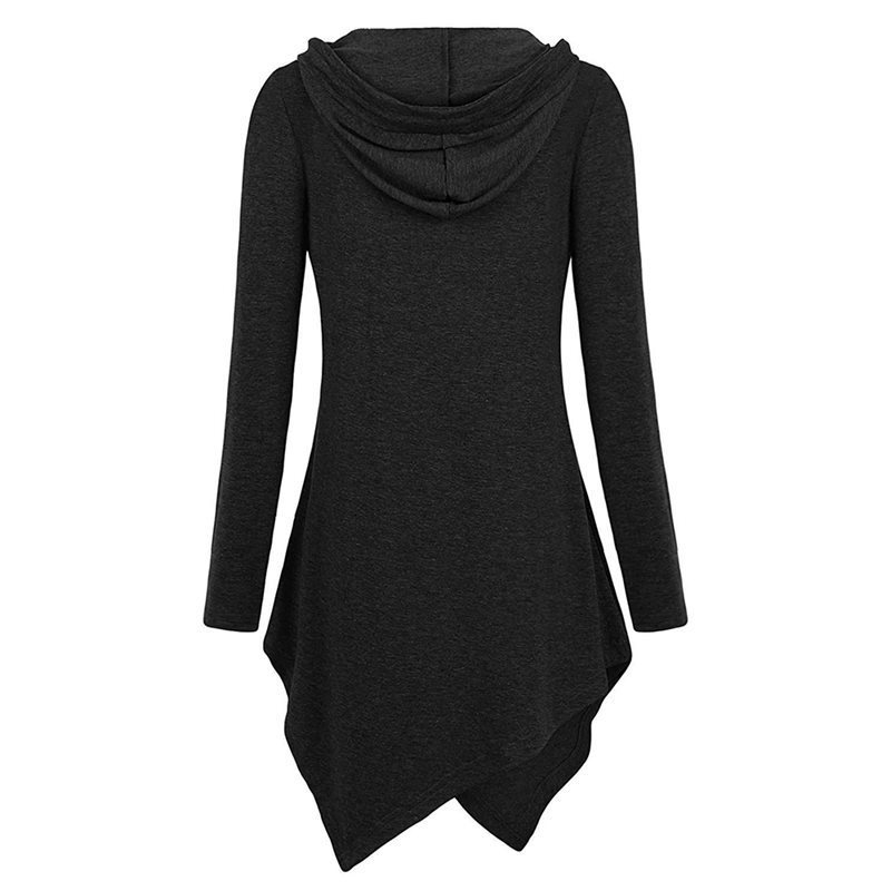 Sisjuly Casual Plus Size Black Gothic Streetwear Women Hoodies Loose Hooded Plain Asymmetric Tops Female Autumn Sweatshirt Thin 201102