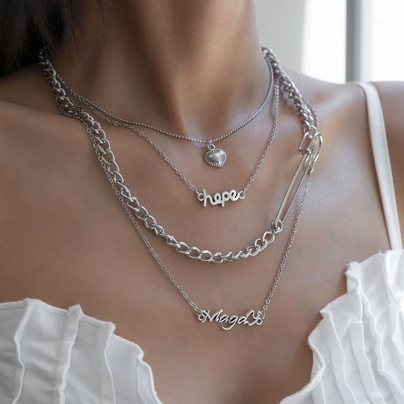 Chains Necklace Woman Multilayer Necklaces Women Heart High Quality Jewellery Lady Letter Jewelry Silver Color Trendy Alloy Collier
Chains Necklace Woman Multilayer Necklaces Women Heart High Quality Jewellery Lady Letter Jewelry Silver Color Trendy Alloy Collier