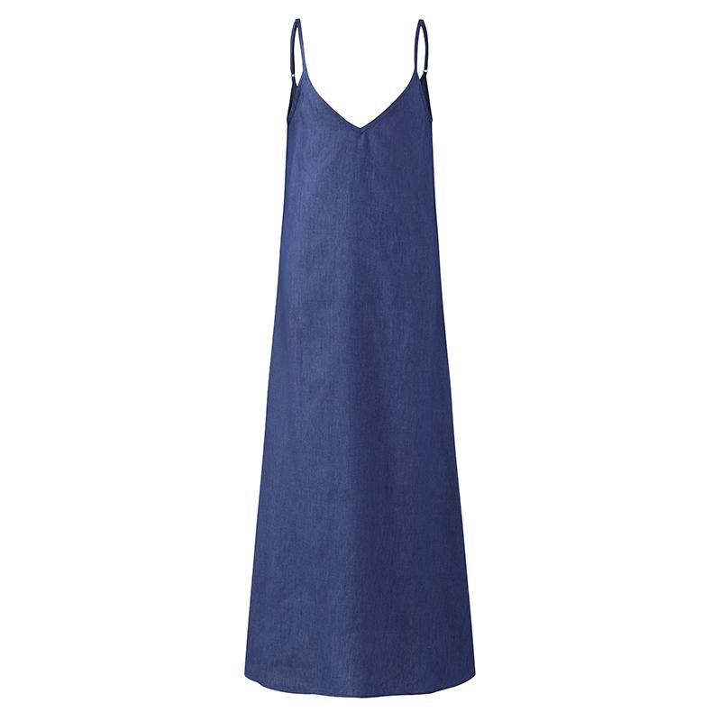 Casual Dresses Denim Dress Summer Bohemian Sundress 2021 Women Sexy Sleeveless Long Robe Femme Plus Size Vestidos
