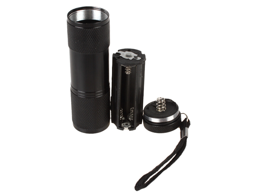 Aluminium 9LED Flashlight UV Ultra Violet Mini Portable Flashlight Torch Light Lamp Silver