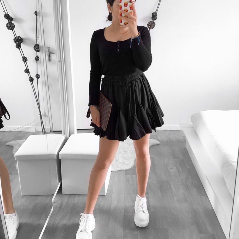 Surmiitro White Black Chiffon Summer Shorts Skirt Women Fashion Korean High Waist Tutu Pleated Mini Sun School Skirt Female 210315
