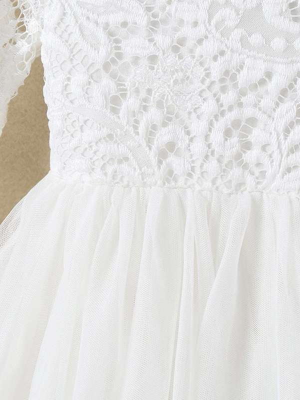 Toddler Girls Lace Bodice Mesh Hem Dress SHE