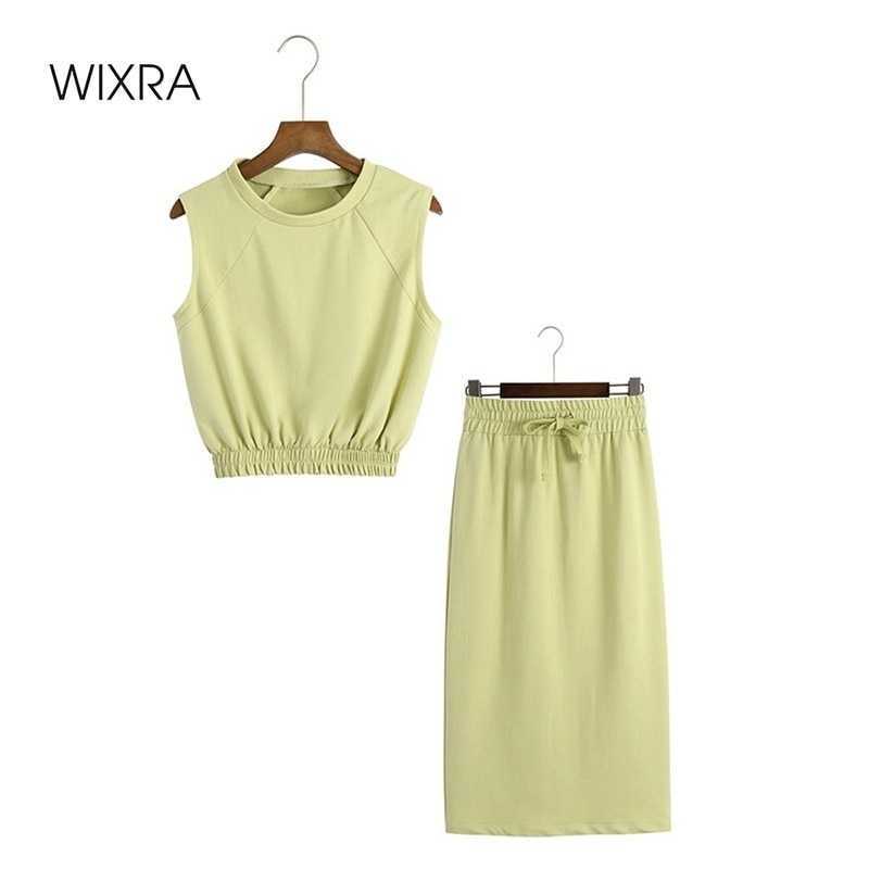 Wixra Womens Casual Sets Sleeveless T Shirts+Drawstring Mid Calf Skirts High Street Suits Spring Summer 210708, Green
Wixra Womens Casual Sets Sleeveless T Shirts+Drawstring Mid Calf Skirts High Street Suits Spring Summer 210708, Green