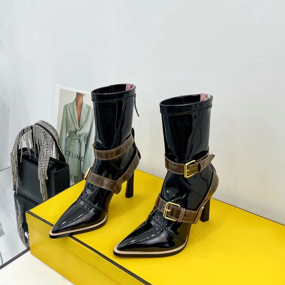 Black Stretchy neoprene stiletto heels Ankle boots patent leather Back zip Buckle shoes pointed Toes booties luxury designers shoe for women factory footwear
Black Stretchy neoprene stiletto heels Ankle boots patent leather Back zip Buckle shoes pointed Toes booties luxury designers shoe for women factory footwear