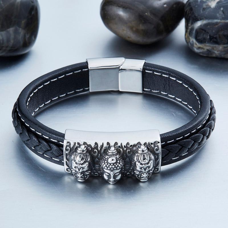 Charm Bracelets SKA Bracelet Leather Bijoux Weave Buddhist Patriarch Bangles Male Jewelry Titanium Steel Punk For Men BC-L017
Charm Bracelets SKA Bracelet Leather Bijoux Weave Buddhist Patriarch Bangles Male Jewelry Titanium Steel Punk For Men BC-L017