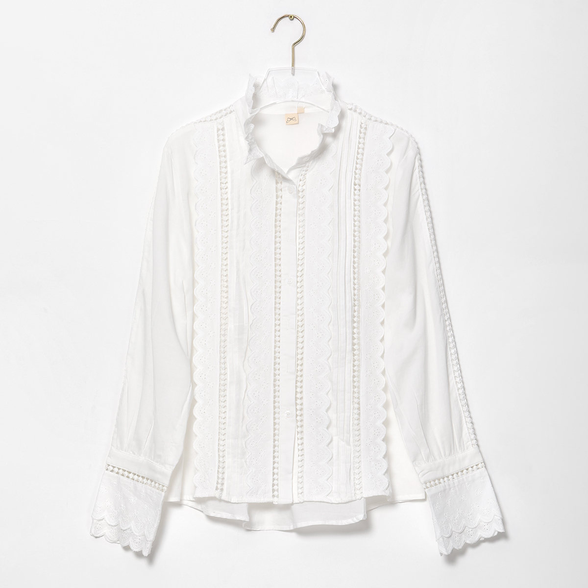 Lace Embroidery Chic Blouse Women Casual Long Sleeve Turtleneck Elegant White Shirts Tops Summer Autumn Vintage Blouses 210225