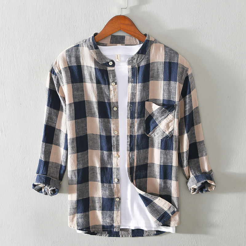 2021 Summer New Style Italy Plaid Three-quarter Sleeve Fashion Shirts for Men Casual Stand Collar Shirt Mens Camisa Slof, Blue
2021 Summer New Style Italy Plaid Three-quarter Sleeve Fashion Shirts for Men Casual Stand Collar Shirt Mens Camisa Slof, Blue