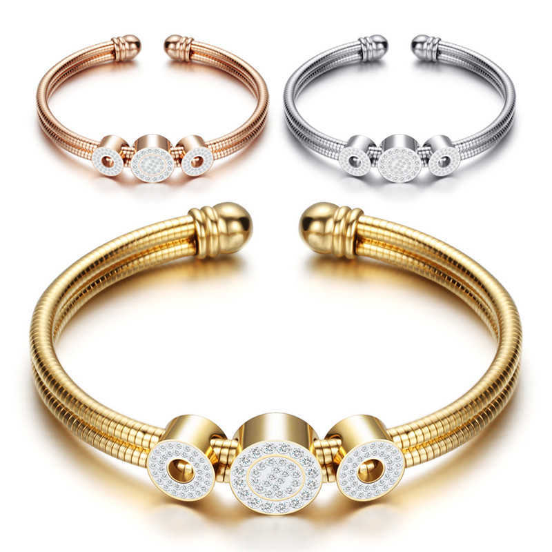 Modyle Adjustable Open Stainless Steel Bracelet Bangles 3 Color Cuff Bracelet for Women Jewelry Gift for Women Q0719
Modyle Adjustable Open Stainless Steel Bracelet Bangles 3 Color Cuff Bracelet for Women Jewelry Gift for Women Q0719
