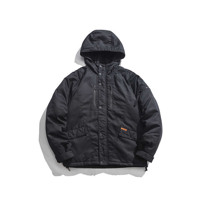 Winter Men Parka Coat Cotton Warm Thick Coat Japan Style Fashion Casual Parka Basic Windproof Hooded Jackets Yellow High Quality 210603