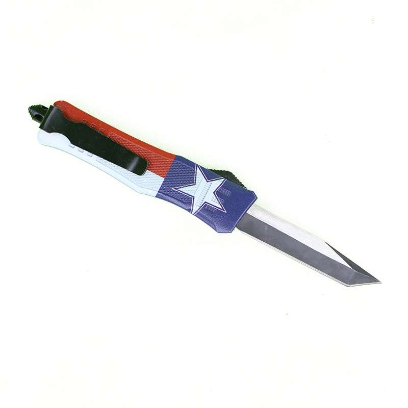 Top Quality One Star Flag 7 Inch 616 Mini Automatic Tactical Knife 440C Black + Wire Drawing Blade Zinc-aluminum Alloy Handle EDC Pocket Knives
Top Quality One Star Flag 7 Inch 616 Mini Automatic Tactical Knife 440C Black + Wire Drawing Blade Zinc-aluminum Alloy Handle EDC Pocket Knives