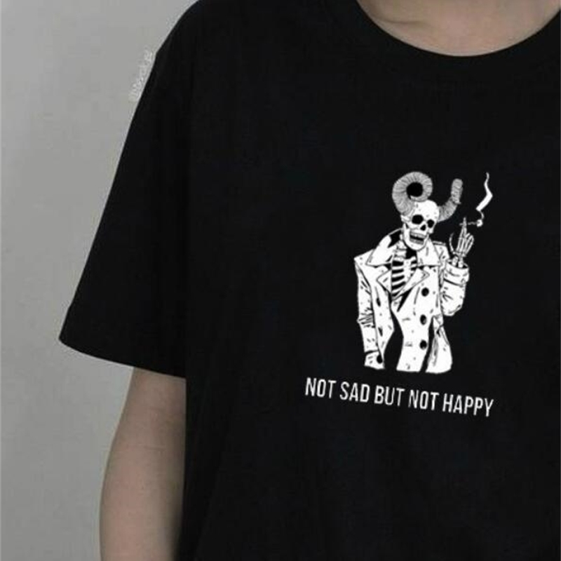 Kuakuayu HJN No Flesh No Brain but Still in Pain Skull Funny Quotes Printed T Shirt Women Short Sleeve Street Style Tee Tops 210302