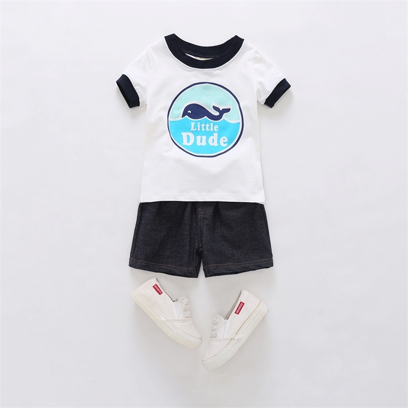 Summer Children Sets Short Sleeve O Neck Print T-Shirt Black Solid Shorts Cute Girls Boys Clothes Set 3-10T 210629, White
Summer Children Sets Short Sleeve O Neck Print T-Shirt Black Solid Shorts Cute Girls Boys Clothes Set 3-10T 210629, White