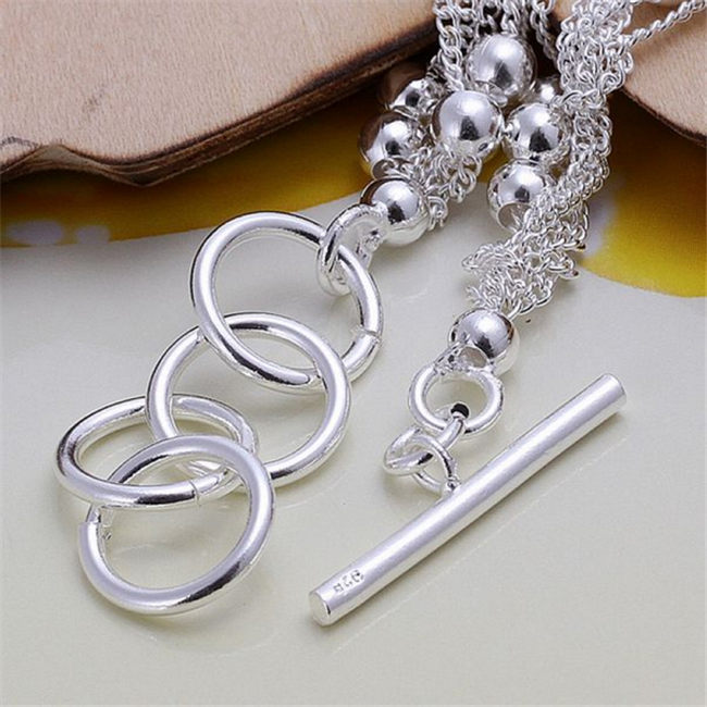Six-line light bead 925 silver plate bracelets size 20.5CM DMSB101,Unisex sterling silver plated bracelet jewelry Charm Bracelets