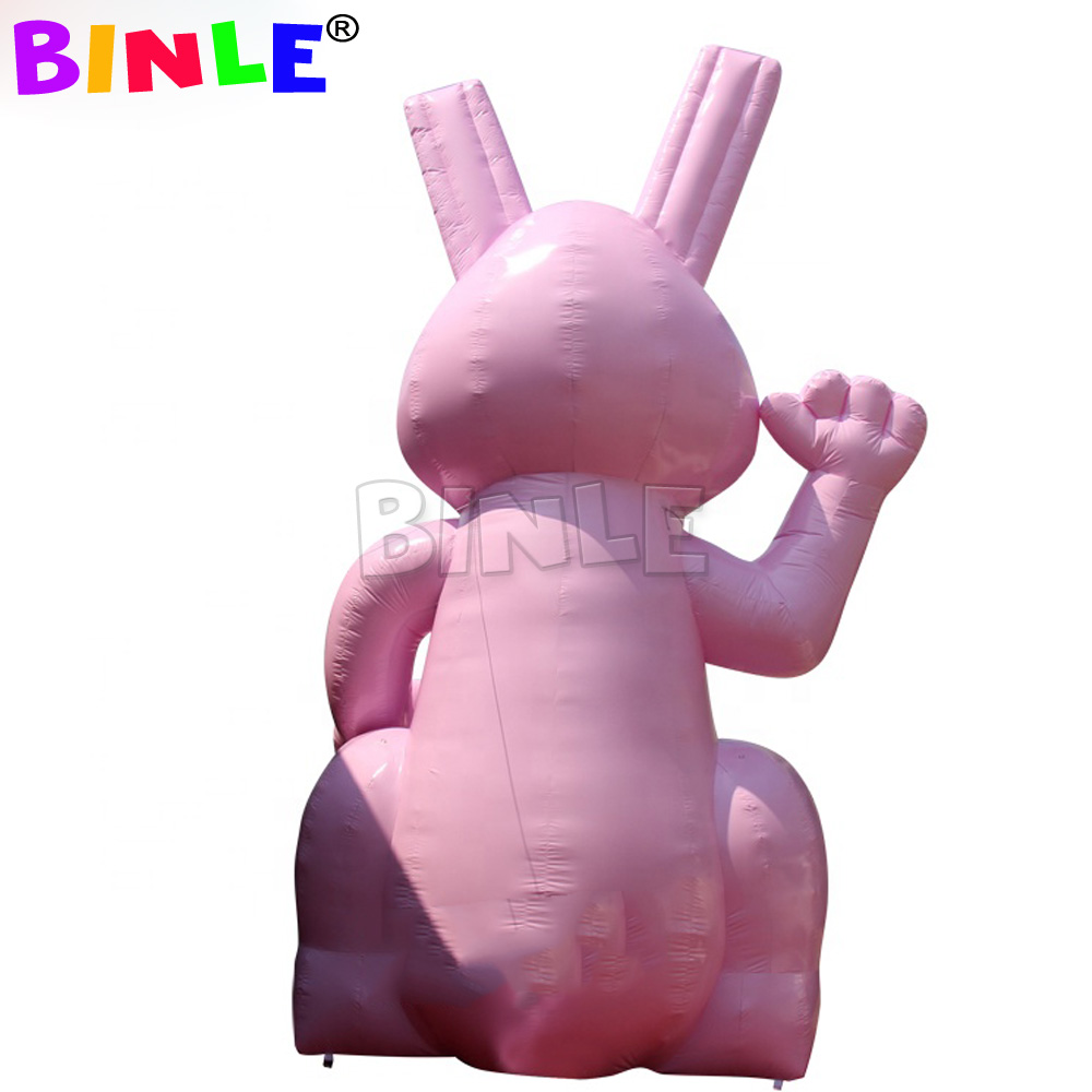 Vintage Lawn Display Pink Giant Inflatable Easter Bunny With LED Airblown Rabbit Balloon For Outdoor Festival Decoration