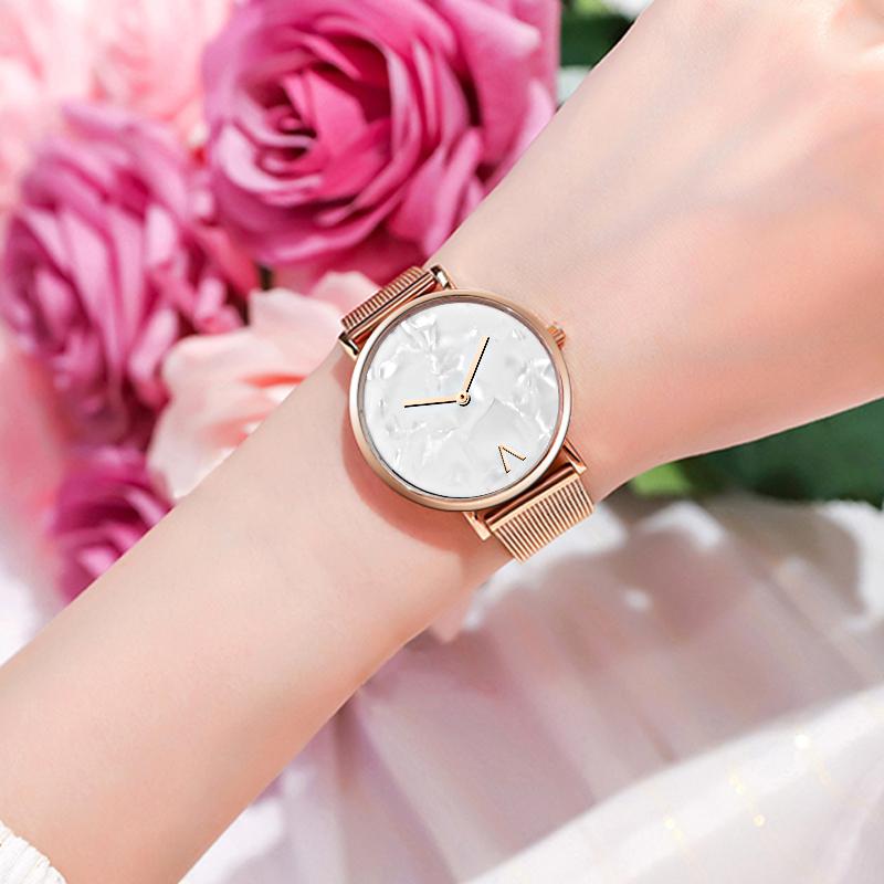 Wristwatches Creative Women's Watches Minimalist Mesh Band Marble Luxury Ladies Watch Women Stainless Steel Clock Relogio Feminino, Gold
Wristwatches Creative Women's Watches Minimalist Mesh Band Marble Luxury Ladies Watch Women Stainless Steel Clock Relogio Feminino, Gold