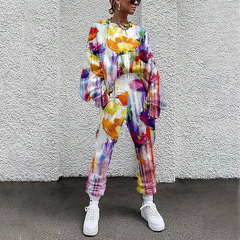 European and women's abstract floral print pattern suit autumn and winter clothing 3D digital printing, White
European and women's abstract floral print pattern suit autumn and winter clothing 3D digital printing, White
