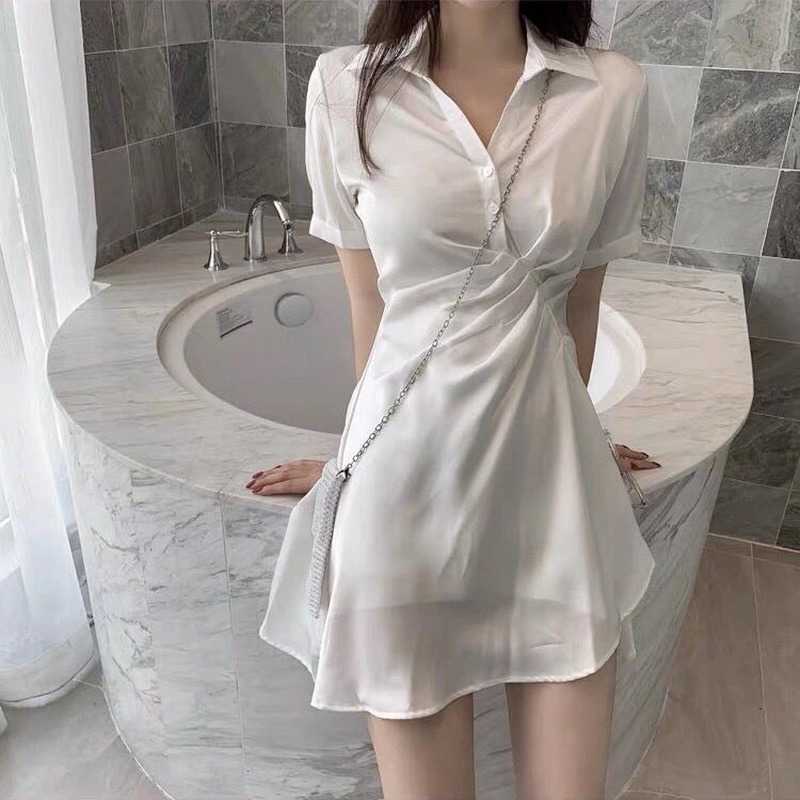 White Elegant Mini Shirt Dres Casual Shirring Designer Party Chic Office Lady Korean Summer 210604, White dress
White Elegant Mini Shirt Dres Casual Shirring Designer Party Chic Office Lady Korean Summer 210604, White dress