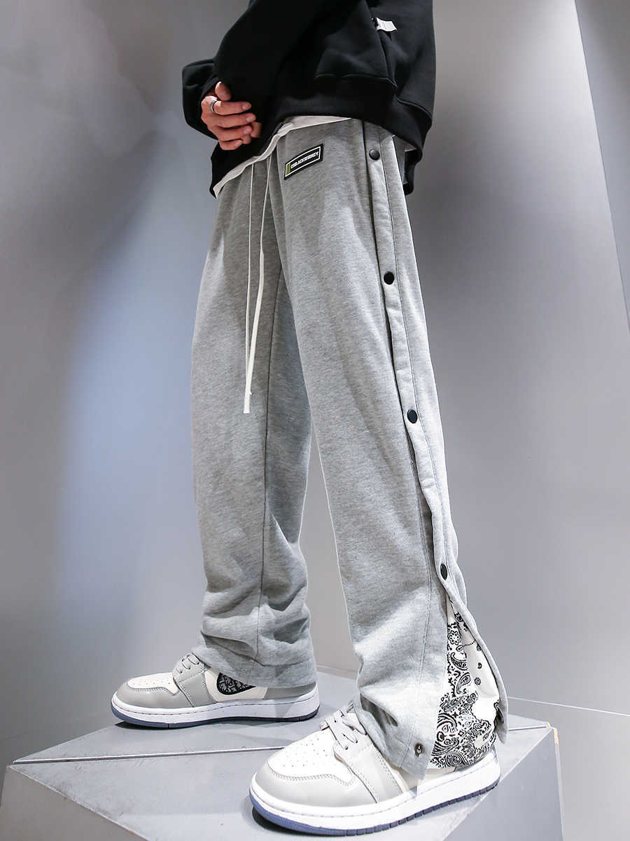Pants Solid Baggy Loose Elastic Pants Sweatpants Casual Pants Trousers Large straight Grey black 210930