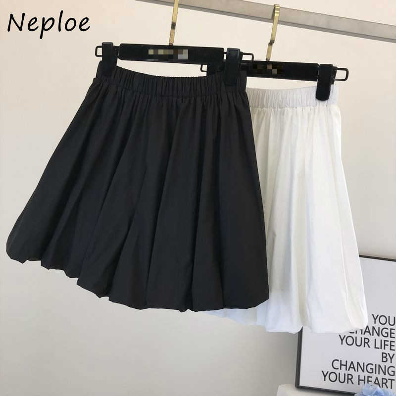 Neploe Korean Summer Shorts Elasticity High Waist A Line Shorts Women Sweet Fashion Solid Color Shorts Femme 1E885 210611