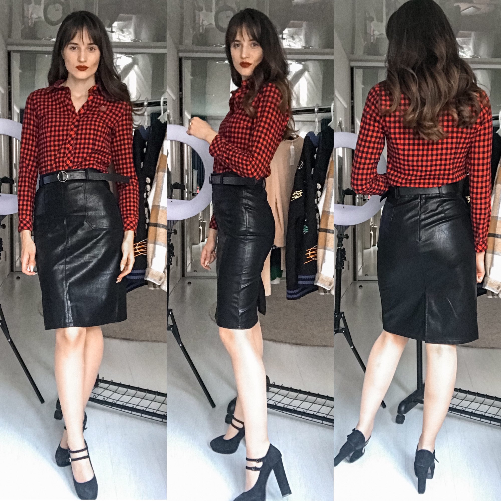 REALEFT Autumn Winter Black PU Leather Elegant Pencil Midi Skirts Pockets High Waist Back Split Sheath Wrap Skirts with Belt 210309