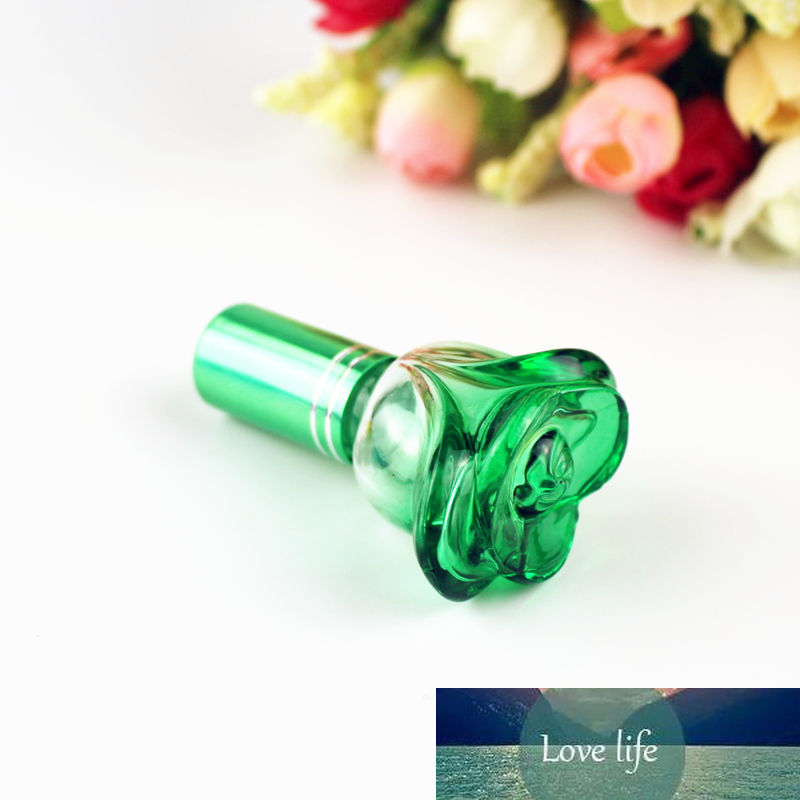 20pcs/lot 6ml Mini Colorful Rose Shaped Glass Perfume Bottle Parfum Fragrance Cosmetic Packaging Refillable Glass Vials