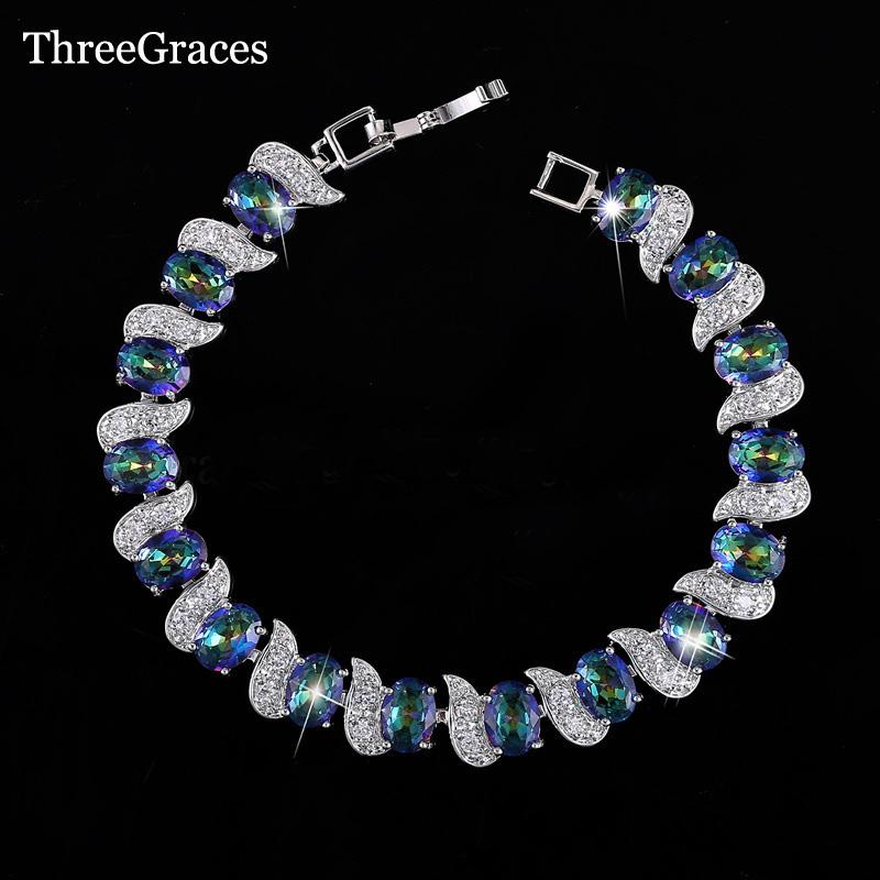 Charm Bracelets ThreeGraces Fashion CZ Jewelry White Gold Color Micro Pave Cubic Zirconia Connected Mystic Blue Femme BR025, Golden;silver
Charm Bracelets ThreeGraces Fashion CZ Jewelry White Gold Color Micro Pave Cubic Zirconia Connected Mystic Blue Femme BR025, Golden;silver
