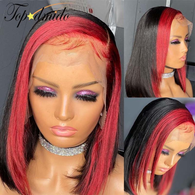 Lace Wigs TOPODMIDO Highlight Red Black 4x4 Closure Human Hair Baby Brazilian Remy Short Bob 13x6x1 Front, Black;brown
Lace Wigs TOPODMIDO Highlight Red Black 4x4 Closure Human Hair Baby Brazilian Remy Short Bob 13x6x1 Front, Black;brown