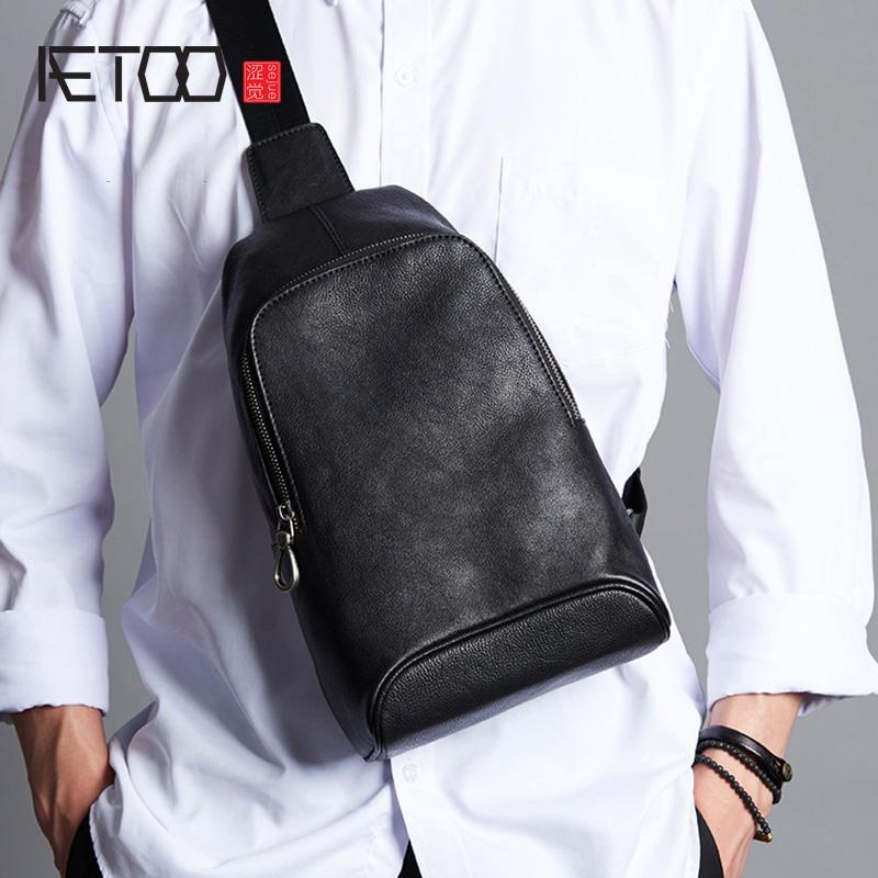 HBP AETOO Leather Men's Chest Bag, Fashion Cross-body Bag