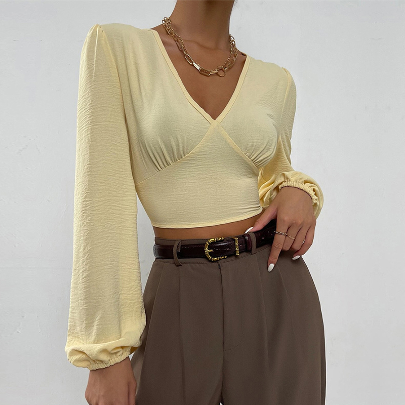 Womens Fashion V-Neck Backless Lace Up Solid Long Sleeve Cropped Tops Slim Autumn Shirt, White
Womens Fashion V-Neck Backless Lace Up Solid Long Sleeve Cropped Tops Slim Autumn Shirt, White