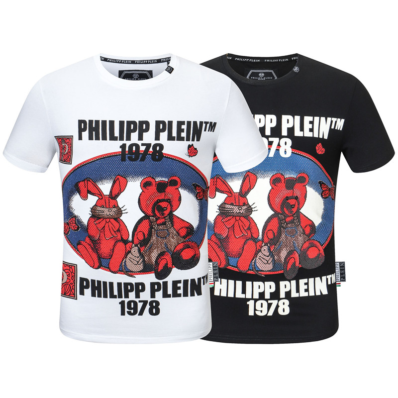 Men's round neck printed Phillip plain teddy bear cartoon personality hot diamond print summer slim short sleeve T-shirt pp01, White
Men's round neck printed Phillip plain teddy bear cartoon personality hot diamond print summer slim short sleeve T-shirt pp01, White