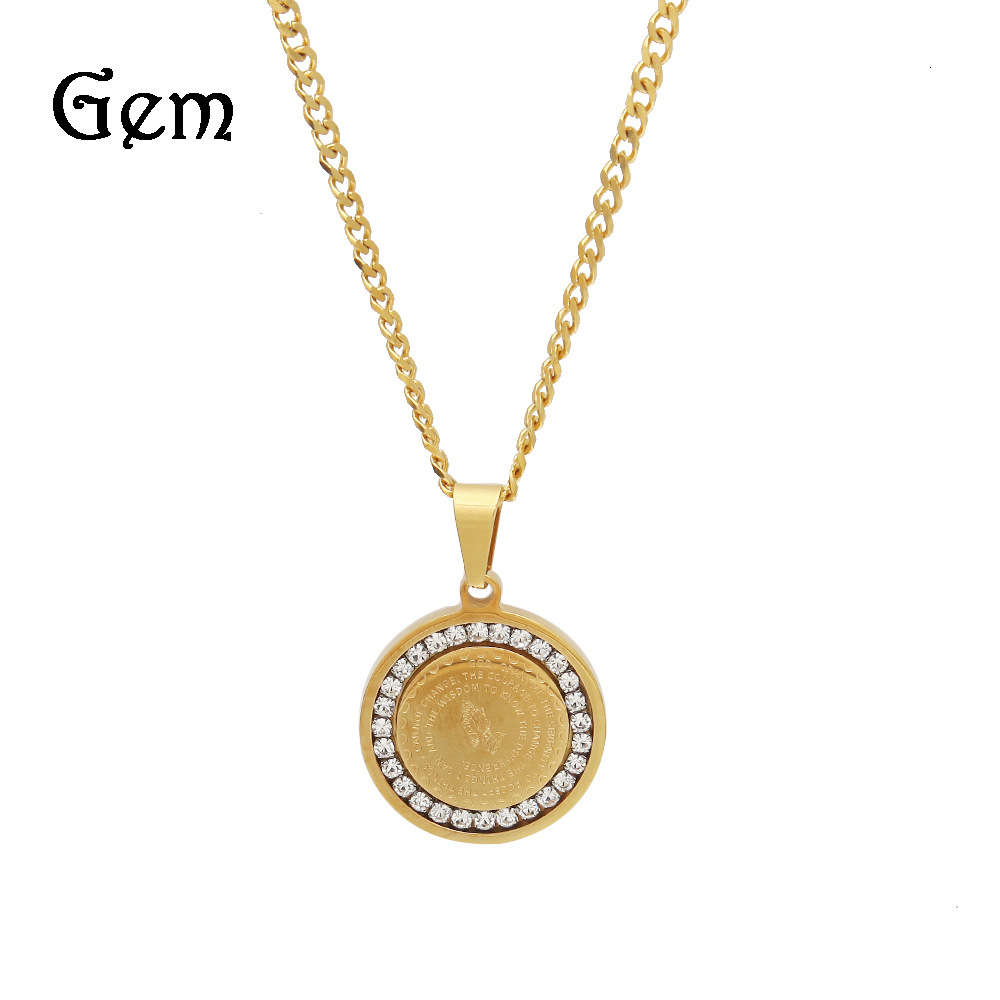 2019 new hip hop prayer hand stainless steel round army brand personalized prayer Pendant