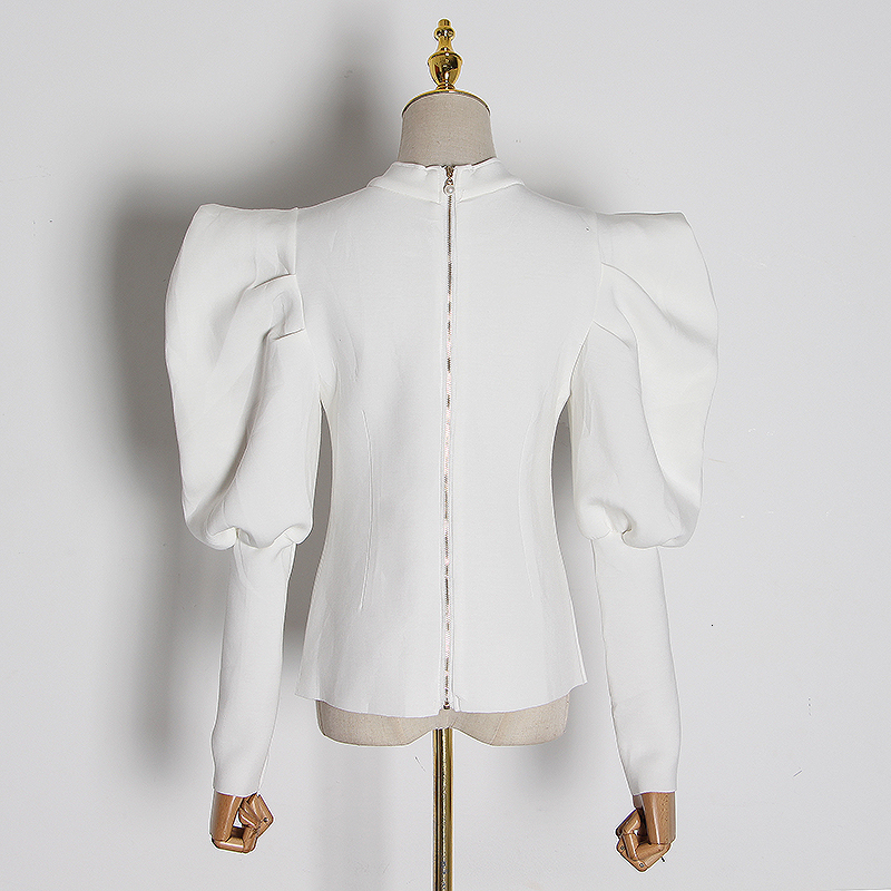 TWOTWINSTYLE Casual Ruched Women's Sweatshirts O Neck Puff Long Sleeve Tunic Slim Pullovers For Female Fashion Clothing 201211