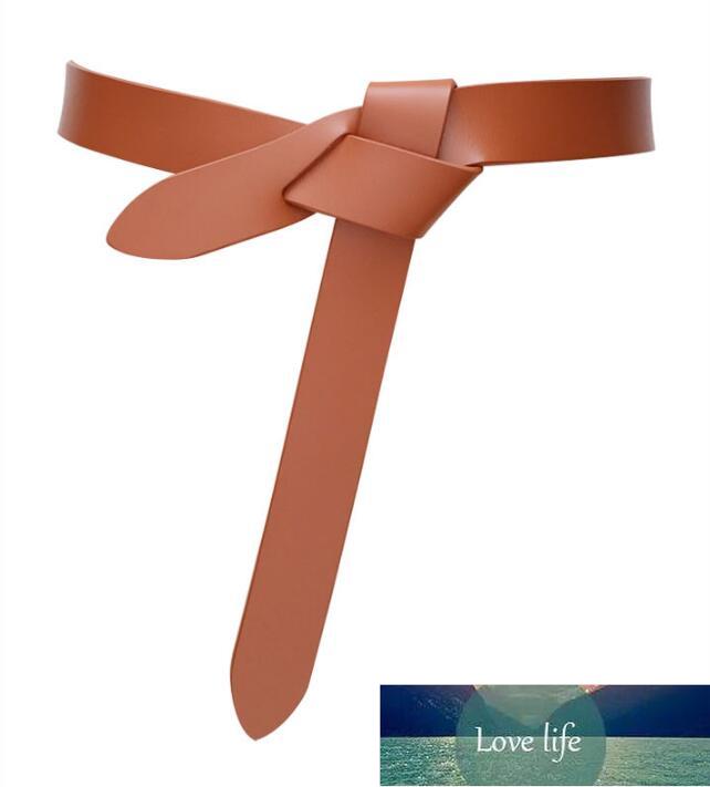 Newest Design knot cowskin belts for women soft real leather knotted strap belt long genuine dress accessories lady waistbands