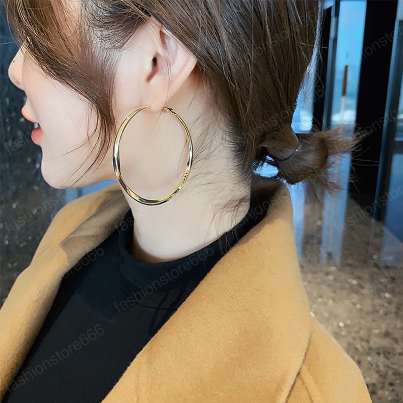 Large Circle Hoop Earrings Gold Color for Women Round Big Circle Earring Party Club Personality Jewelry Gifts