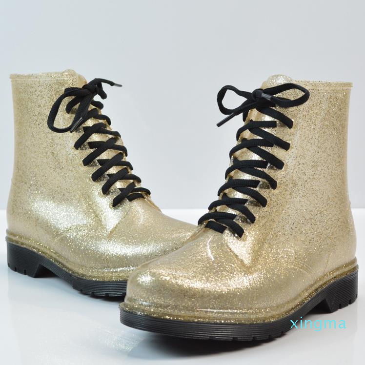 winter ladies transparent glitter rains boot Martin rain boots water shoe water boots student rain boot Snow Snow boots work