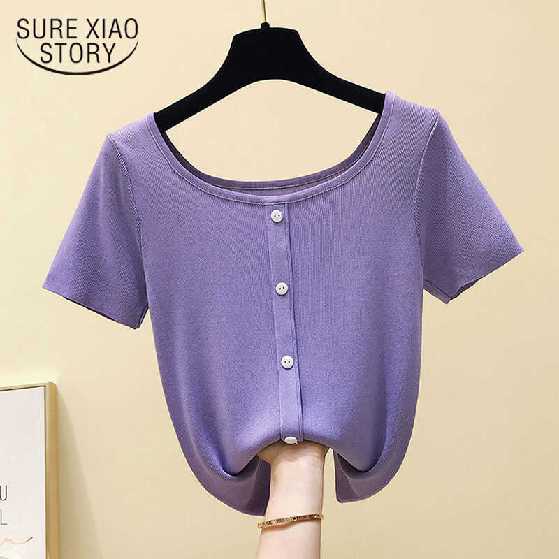 Summer Korean Casual Short Sleeve Cotton Tops Women Solid Color Round Collar Blouse Women Knit Shirts Ladies Clothing 9552 210527, White
Summer Korean Casual Short Sleeve Cotton Tops Women Solid Color Round Collar Blouse Women Knit Shirts Ladies Clothing 9552 210527, White