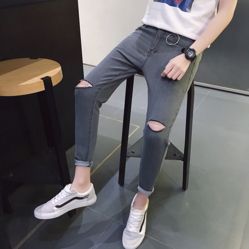 men's jeans black torn jeans for korean fashion trend teen design clothes plus size streetwear thin stretch denim pencil pants hnob, Blue
men's jeans black torn jeans for korean fashion trend teen design clothes plus size streetwear thin stretch denim pencil pants hnob, Blue