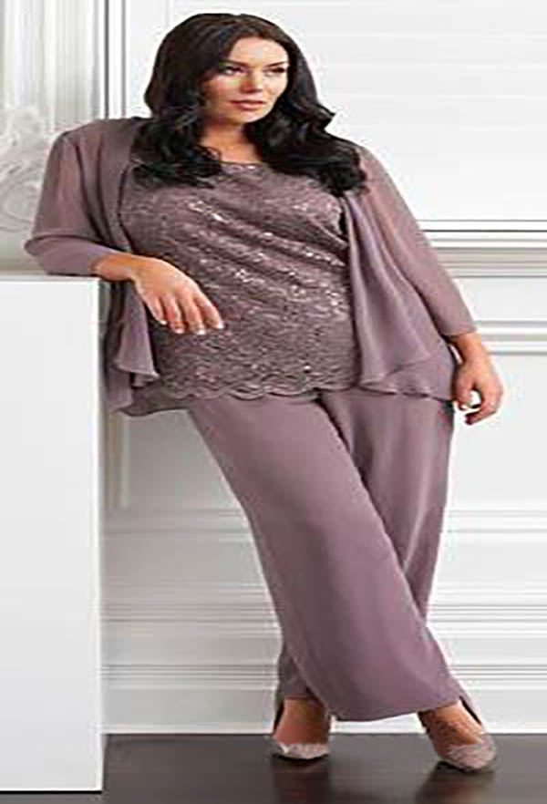 New Arrival Real Photo Scoop Neck Mother's Pants Suits Three Pieces Mother of the Bride Suits Long Sleeves Jacket Party Wear
